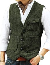 Mens Tweed Waistcoat Retro