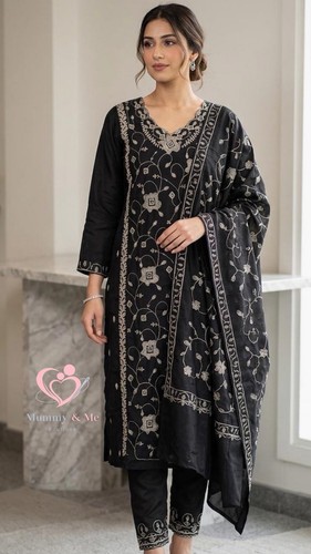 Silk three piece churidar set - silk,