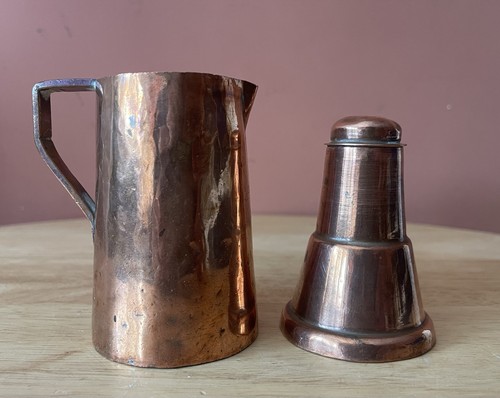 C19th pair antique copperware - c19th,