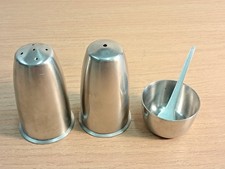 Robert Welch for Old Hall Stainless Steel Salt , Pepper & Mustard Condiments
