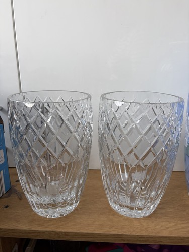 Pair cut crystal vases - pair,