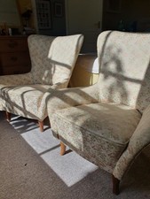 Pair Of Stunning Antique Wing Back Chairs, Small Size, Great Antique Condition