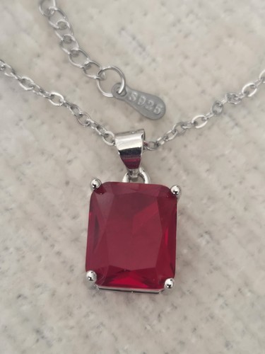 Sterling silver red cube - silver,