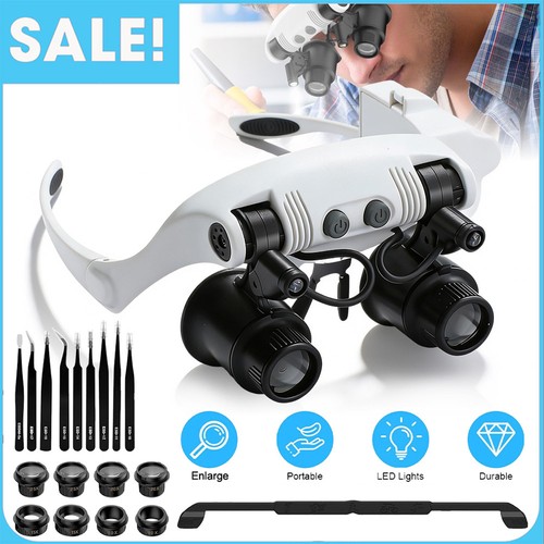 25x magnifier glasses - magnifier, led