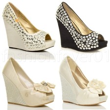 WOMENS LADIES HIGH WEDGE HEEL
