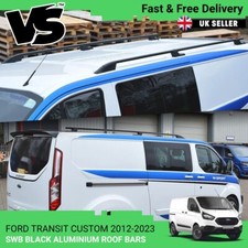 FITS FORD TRANSIT CUSTOM 12-23 SWB BLACK ALUMINIUM SPORT ROOF BARS RAILS RACK