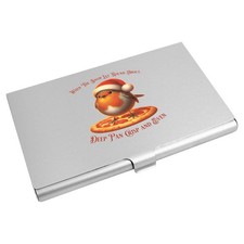 'Funny Robin With Pizza' Business Card Holder / Credit Card Wallet (CH00050924)