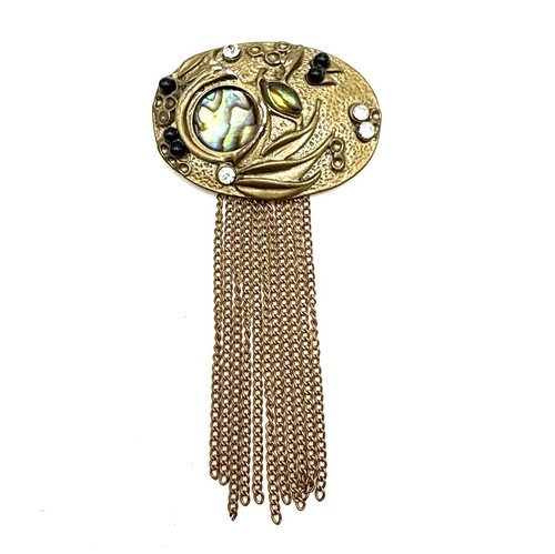 Abalone waterfall chain brooch - abalone,
