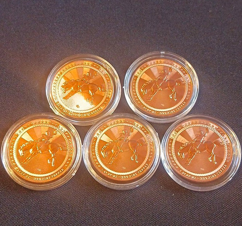 Lot copper bullion - 5, rounds