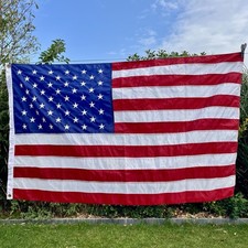 50 Star Vintage NYL-GLO Nylon 35" x 58" United States American Flag Made In USA