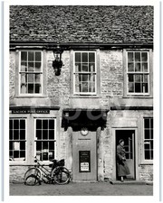 1960s Chippenham Lacock Post Office Street View Bicycle Lady Original Photo