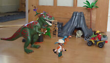Playmobil 100% Complete Set 70327 T-Rex Dinosaur With Volcano Eruption & Quad