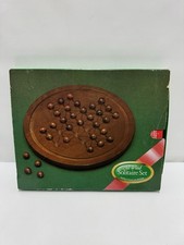 Vintage Solitaire Board Game Set Mahogany Real Wood Classic Single Player