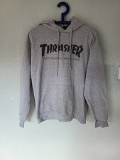 THRASHER SIZE SMALL 36" CHEST GREY SKATEBOARD HOODIE HOODY DRAWSTRING HOOD