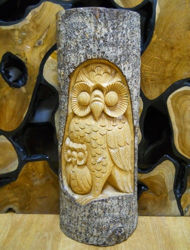 Carved wooden half tree log - wooden,