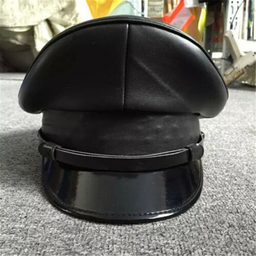 Mens faux leather black police - faux,