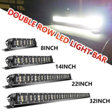 Slim Dual Row 8 14 22 32 42 52" LED Light Bar Flood Spot Offroad Driving 4X4 Car