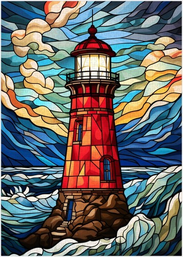 Stained glass lighthouse - stained,