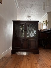 Jaycee Solid Oak  Display Cabinet Bookcase with Leadlight Glass