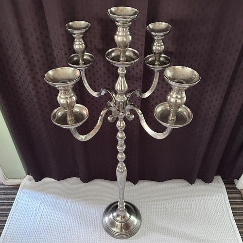 Tall arm nickel candelabra - nickel,