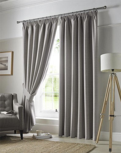 Grey plain blackout curtains - grey,