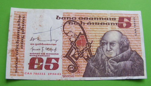 1981 irish five - irish, banknote