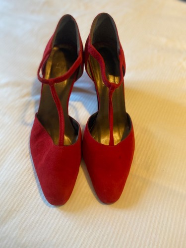 Red suede effect bar size - t, 39