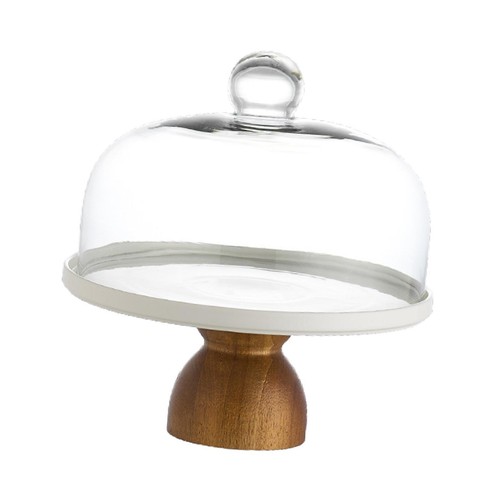 Wooden cake stand - clear, glass