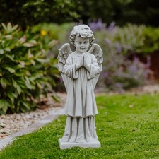 Angel standing grave decoration stone figure 68 cm 22 kg grey white concrete ...