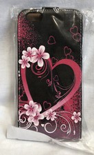 iPhone 6 Plus 5.5” Flip Mobile Phone Case - Flips Lengthways - Black Pink Floral