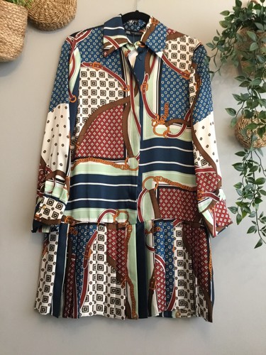 Zara new scarf print pleated - new,
