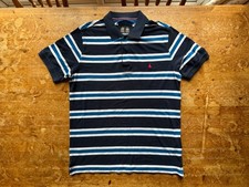 MENS MUSTO STRIPED POLO SHIRT SHORT SLEEVE TOP TEE LARGE SAILING L