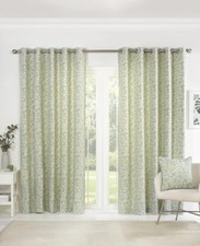 Lined Eyelet Floral Green Curtains Sundour Sade