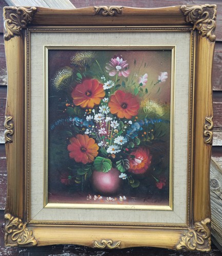 Vintage oil painting floral - painting,