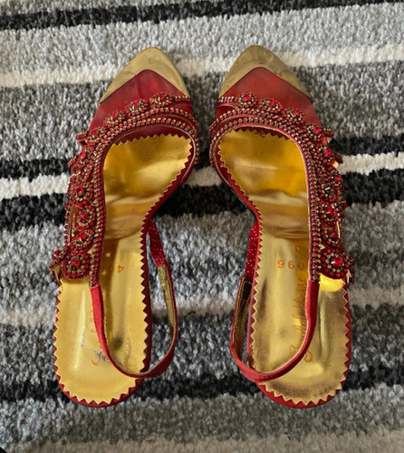 Women red gold beaded - red/gold,