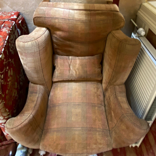 Brown check fabric wingback - brown,