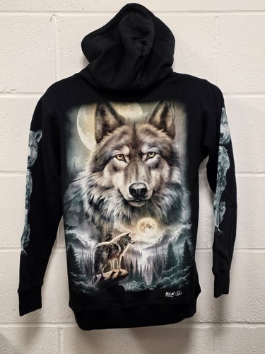 Zip hoodie wolves under a - hoodie,