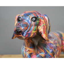 Multicolour Graffiti Street Art Urban Basset Hound Sausage Ornament Figurine Dog