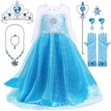 Little Girls Frozen Princess Costume Accessories Set Fancy Dress Birthday Outfit