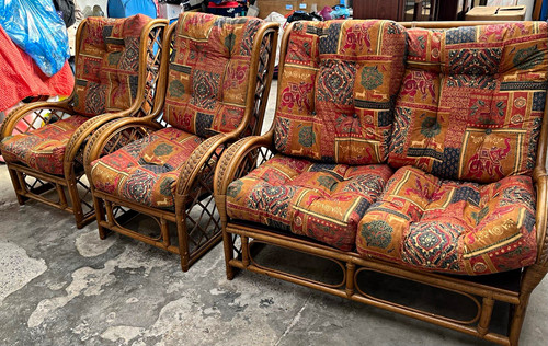 Rattan sofa set brown frame - sofa,