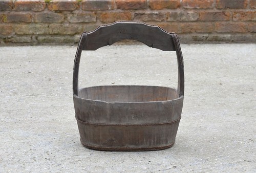Old vintage wooden - rice, bucket