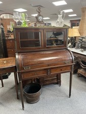 French Napoleon III Bonheur de Jour / Bureau Bookcase Desk with Marble Top