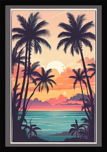 Soft tropical beach framed - soft,
