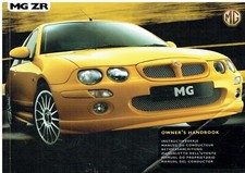 MG ZR HATCHBACK PETROL DIESEL 2001 OWNERS INSTRUCTION HANDBOOK & SERVICE RECORD