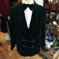 Mens Green Velvet Smoking Jacket Wedding Party Dinner Frog Closer Blazer Coat