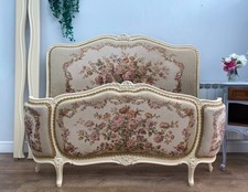 TRADITIONAL FRENCH DEMI CORBEILLE TAPESTRY BED FRAME - STUNNING FLORALS