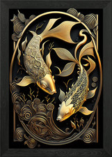 Koi Fish Golden Art Deco