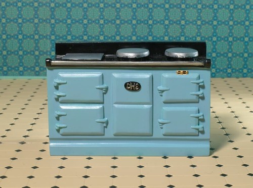 Light blue aga stove - light, stove,