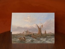 A Thames Barge running downwind off Tilbury Fort - A5 Card