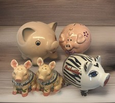 Lot Piggy Banks And Pig Salt And Pepper Goebel/china/enesco